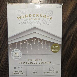 TARGET "WONDERSHOP" White LED Icicle Indoor/Outdoor String Lights NEW IN BOX